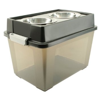 Elevated Dog Feeder Bowls with Storage Compartment.